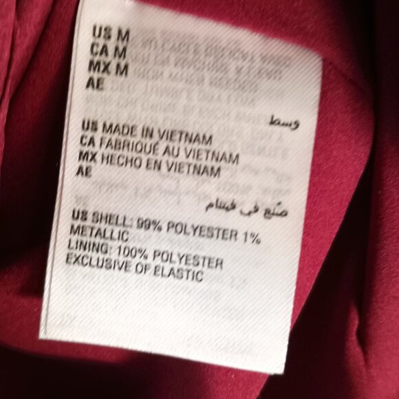 INC Milan Kiss Ruffled Cuff Blouse Bordeaux Size M Long Sleeve Excellent - Picture 3 of 6